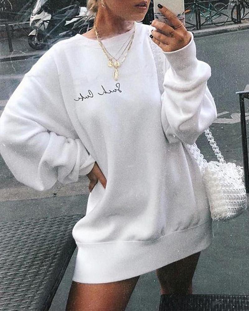 Outlet26 Such Cute Embroidered Letter Sweatshirt white