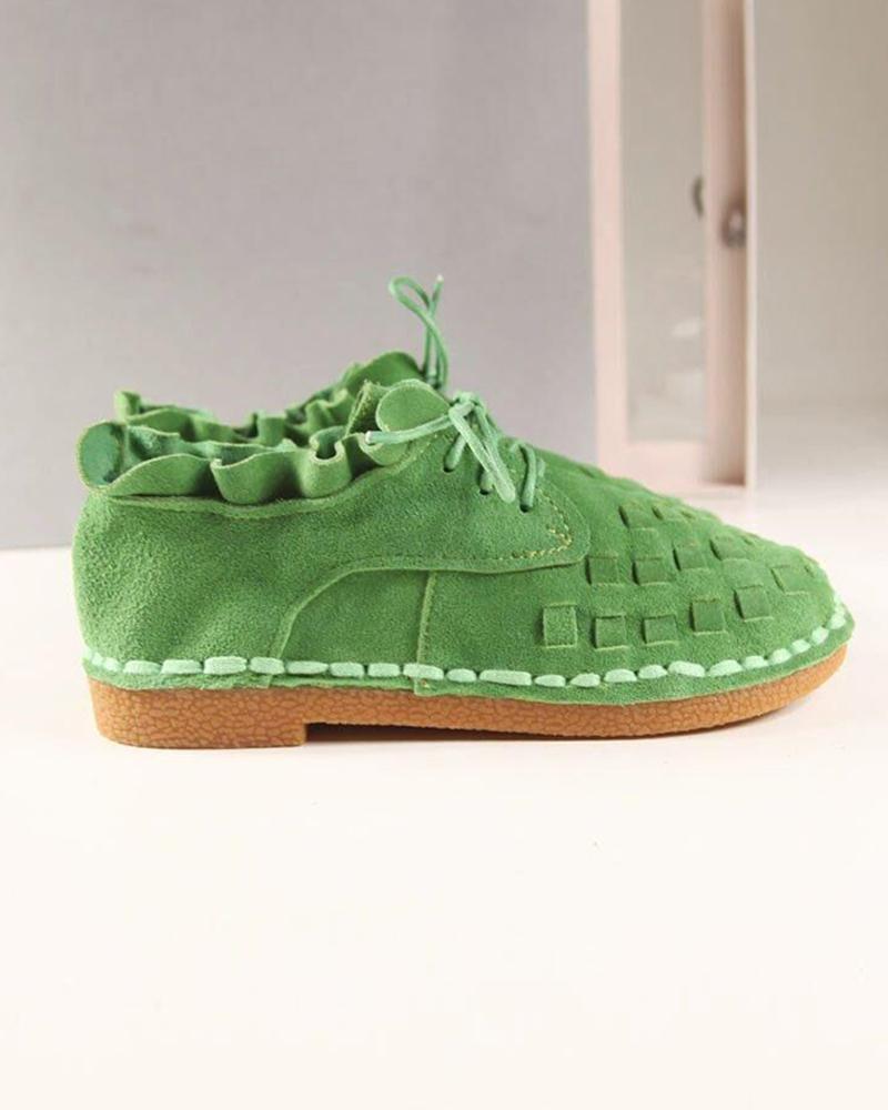 Ruffle Trim Lace-Up Sneakers