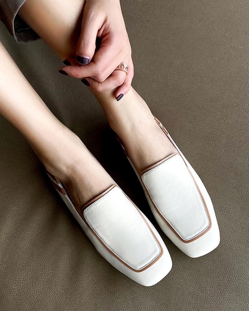 Outlet26 Leatherette Contrast Trim Loafers white