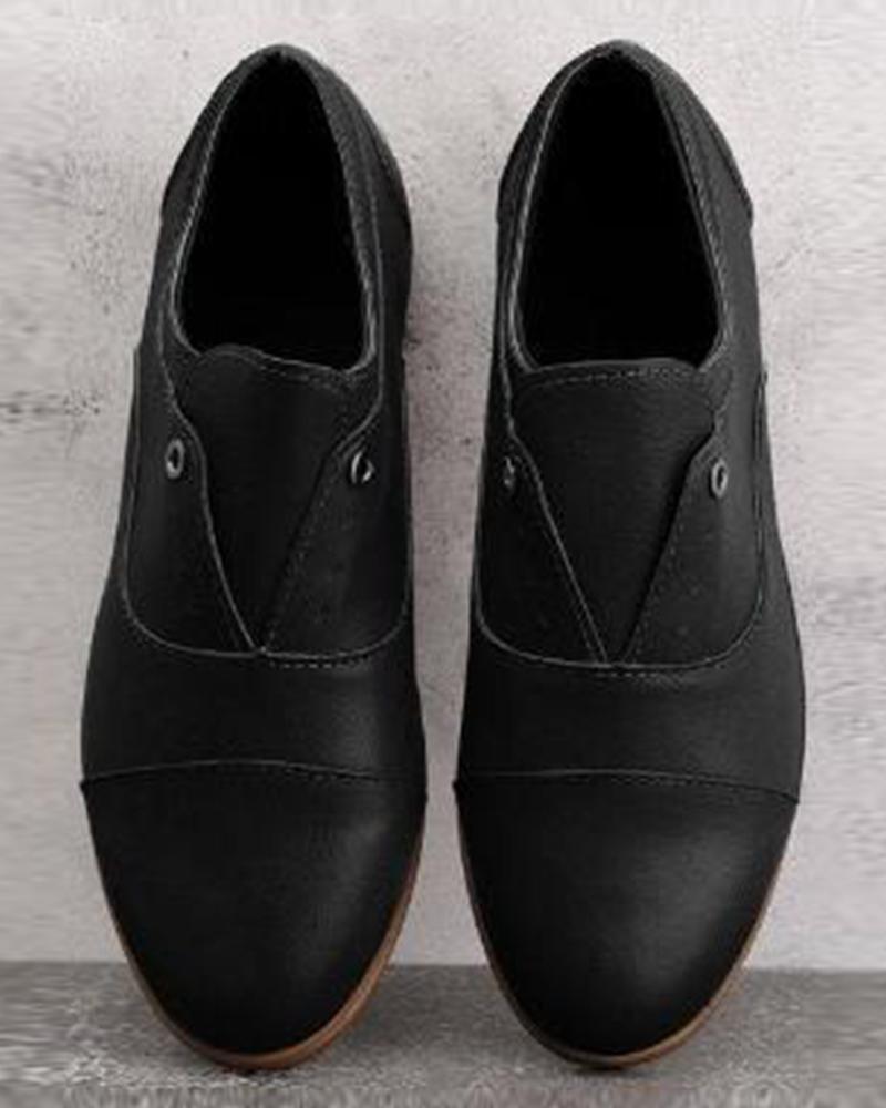Faux Leather Heeled Oxford Shoes