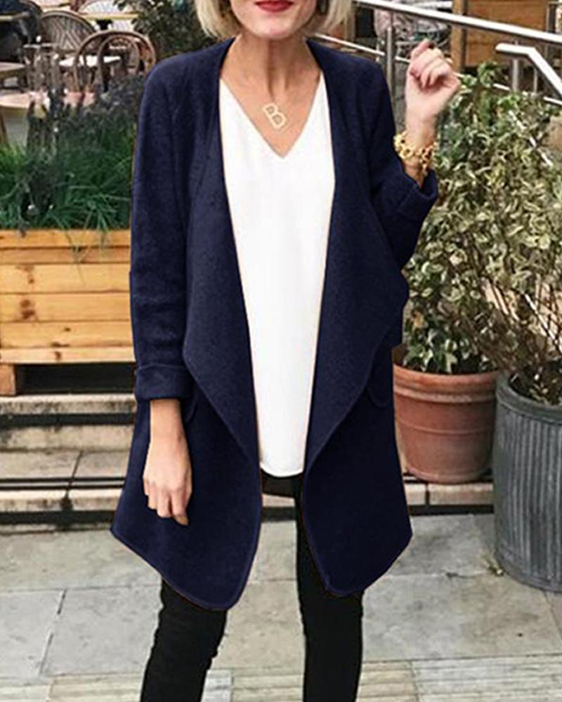 Solid Over-The-Knee Pocketed Cardigan