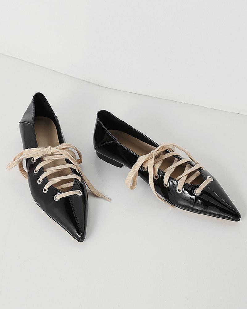 Polished Lace-Up Detail Loafers