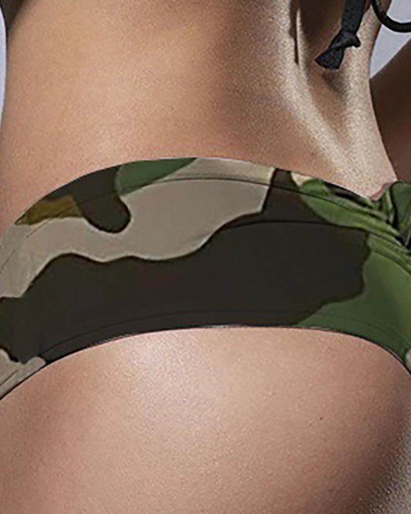 Camouflage Print Ruched  Panty Boyshorts