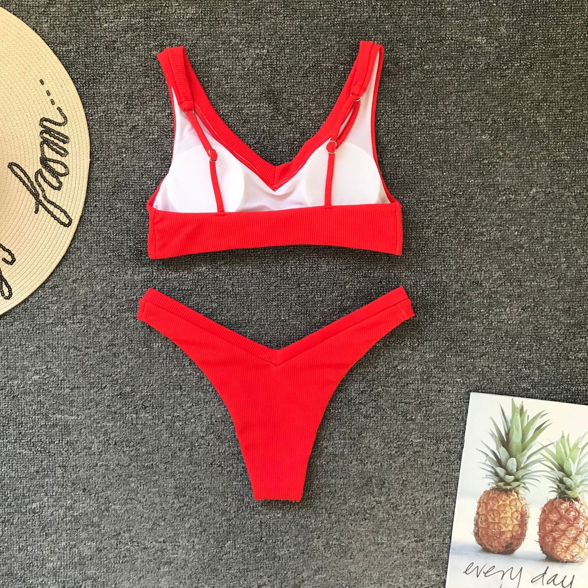 2020 Hot Sale Red Bikini Padded Tie Low Waist Sexy Swimsuit Female Swimwear Women Bathing Suit Brazilian Bikini