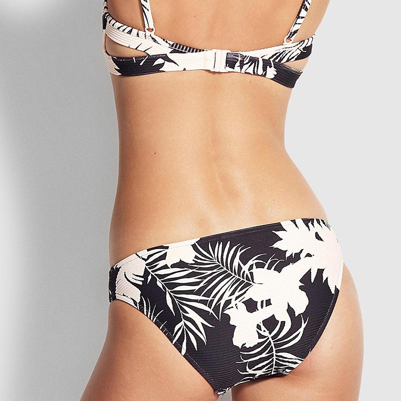 Women New Sexy Bikini Swimwear Regular U-Neck Bathing Suit Leaf Print Swimsuit