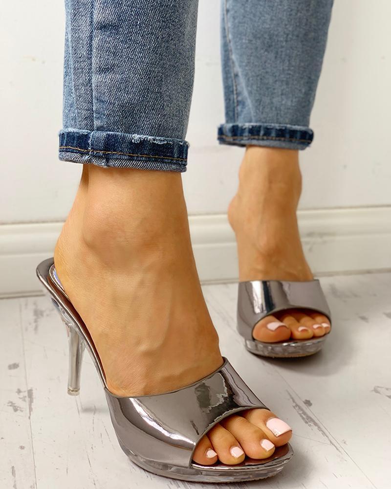 Peep Toe Transparent Thin Heeled Sandals