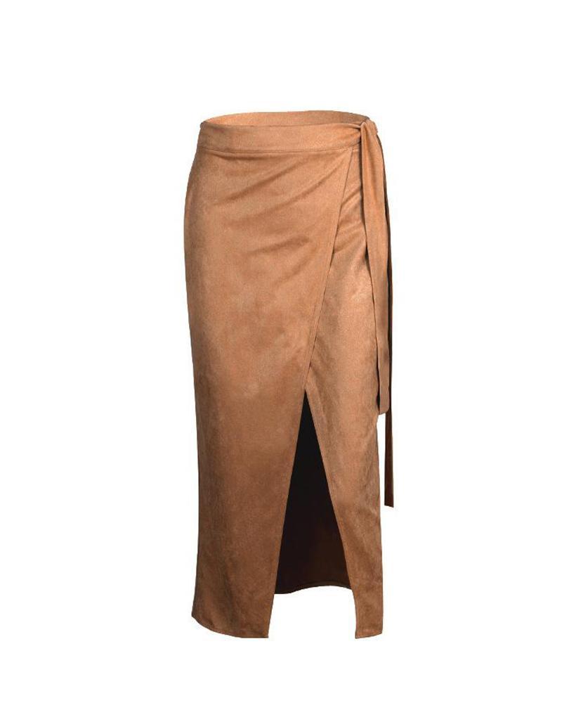 High Waist Wrap Midi Skirt