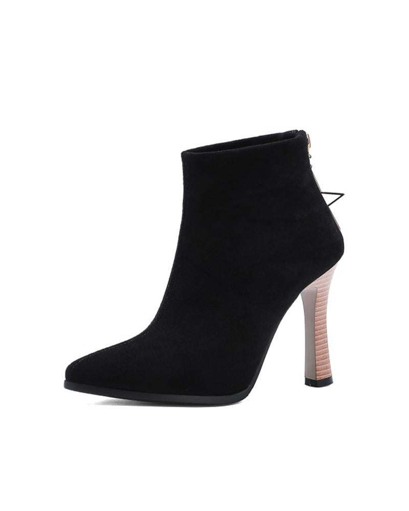 Womens Suede Finish Point Toe High Heel Booties