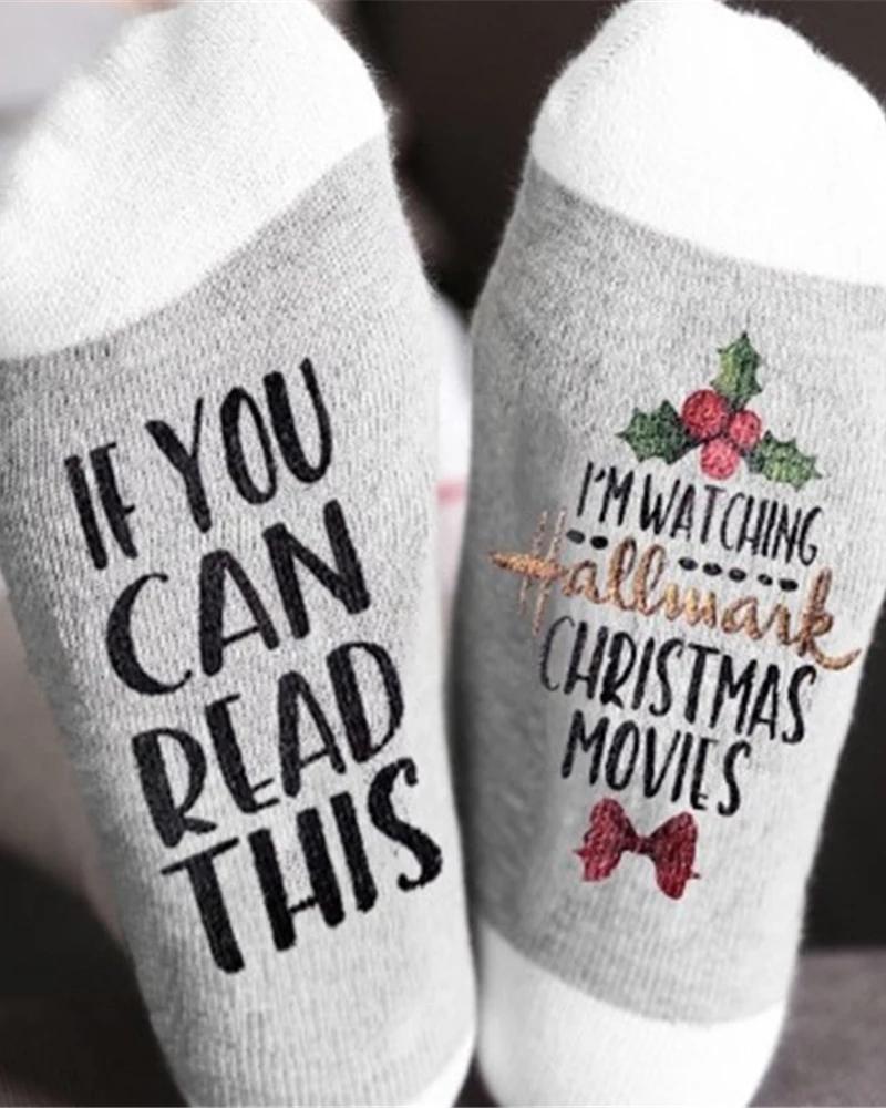 Christmas Letter Print Colorblock Socks