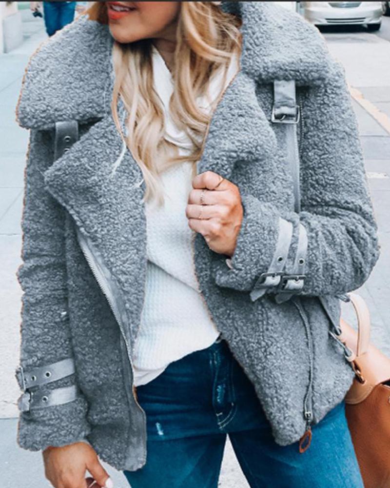 Fluffy Fur Zipper Coat