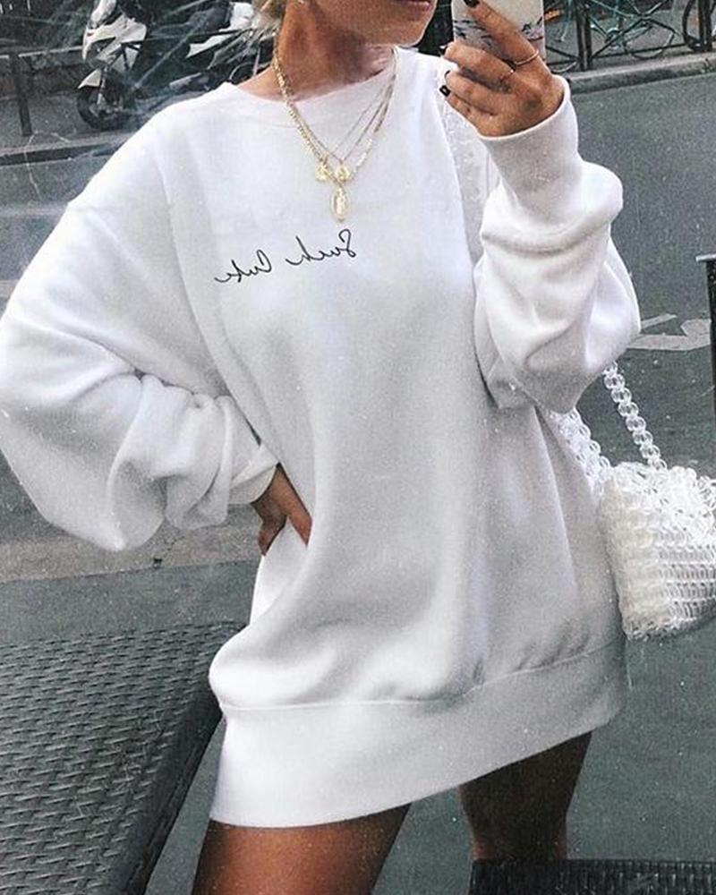 Outlet26 Such Cute Oversized Flocked Pullover white