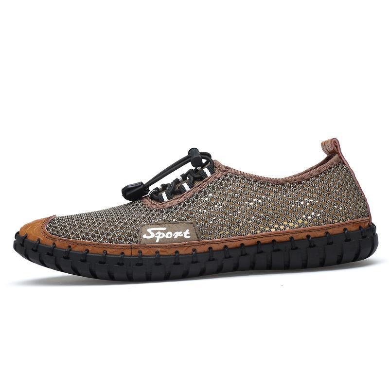 Men Hand Stitching Honeycomb Mesh Soft Sole Casual Shoes