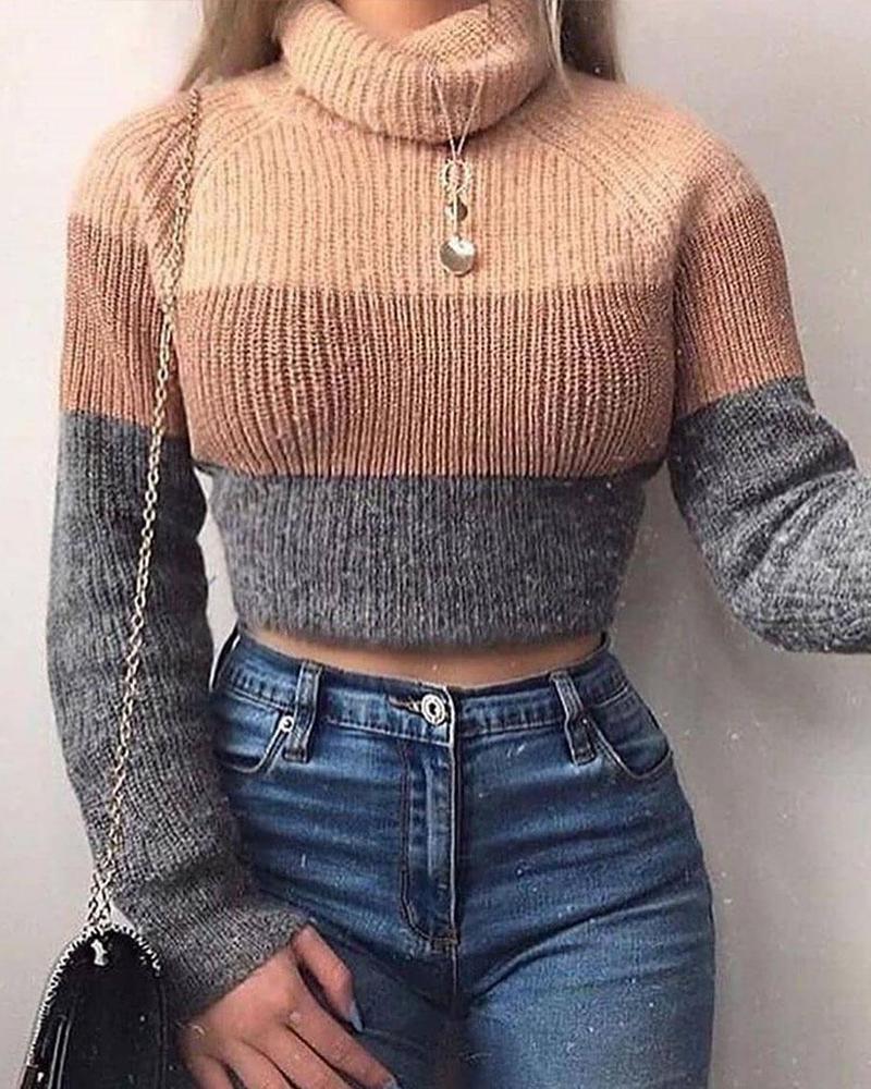 High Neck Long Sleeve Sweater