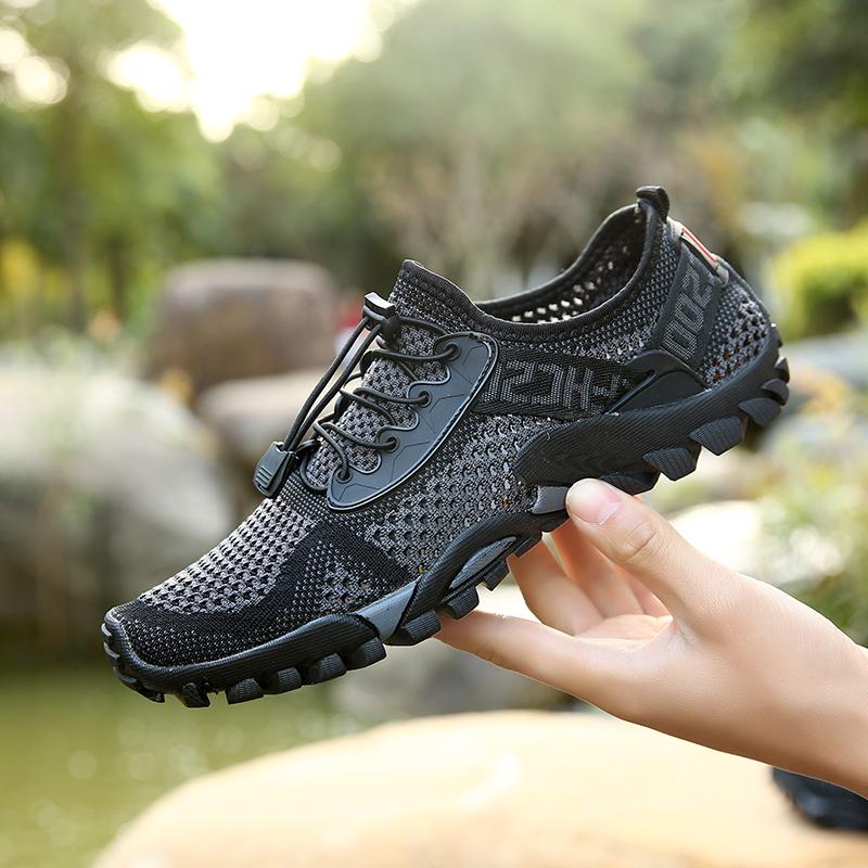 Men's fly knitted outdoor mesh hiking shoes water shoes