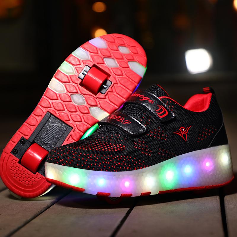 Outlet26 LED Light Up Wheel Shoes - kids Pink
