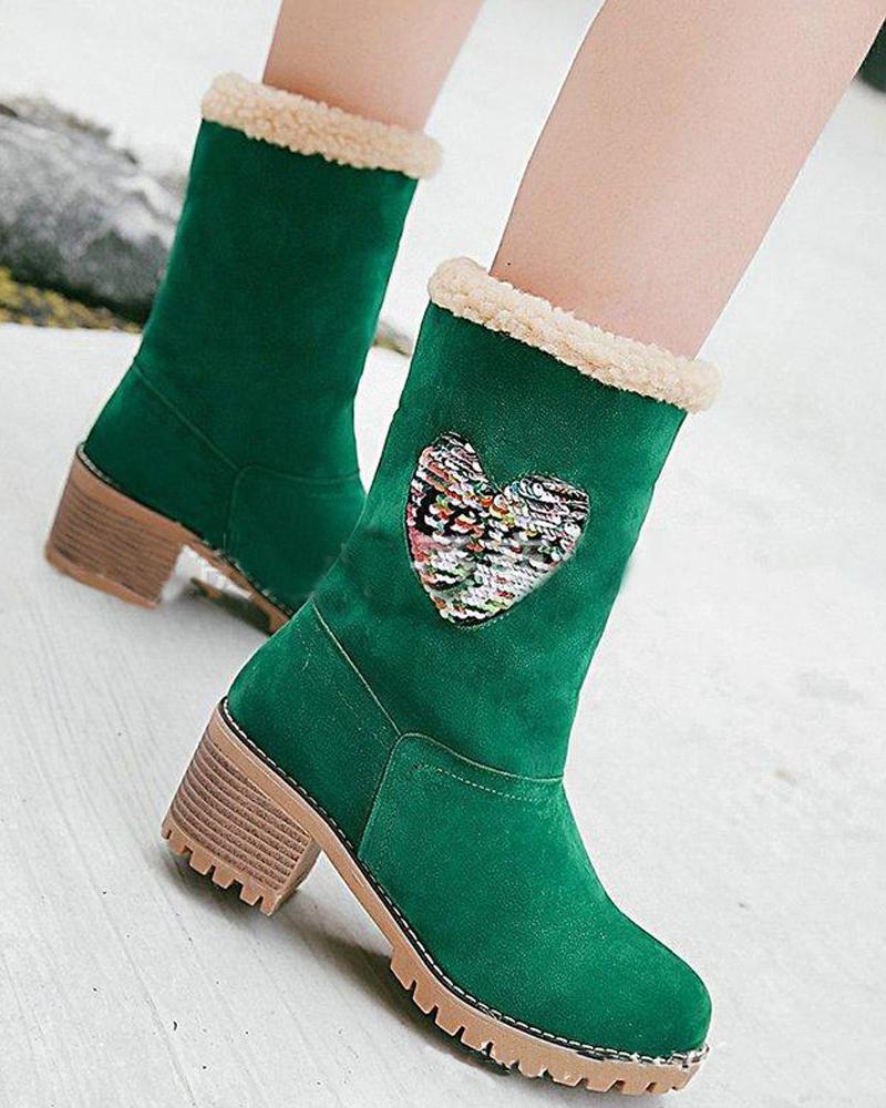 Outlet26 Faux Fur Heeled Ankle Boot green