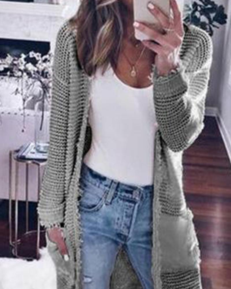 Fashion Women's Long Sleeve Solid Color Cardigan Jacket Casual Knit Sweater Jacket