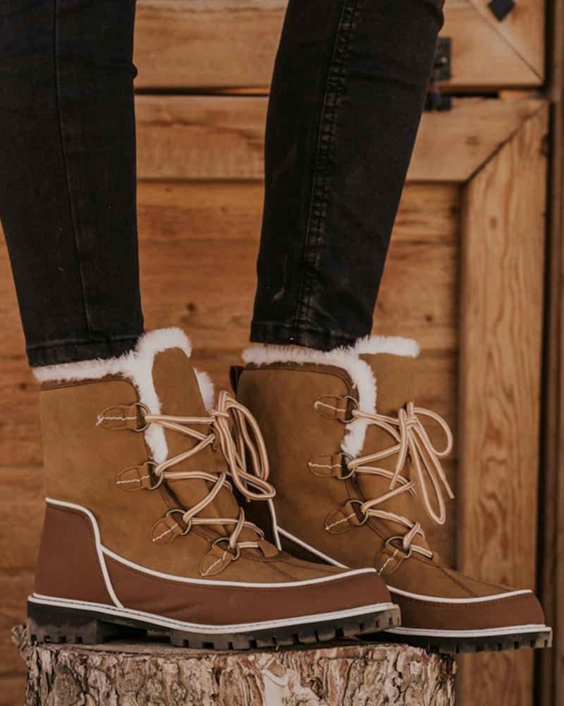 Faux Fur Lined Lace-Up Snow Boots