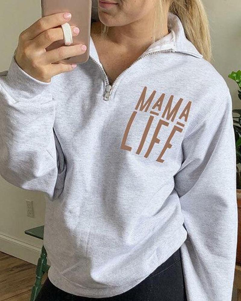 Mama Life Zip Neck Top