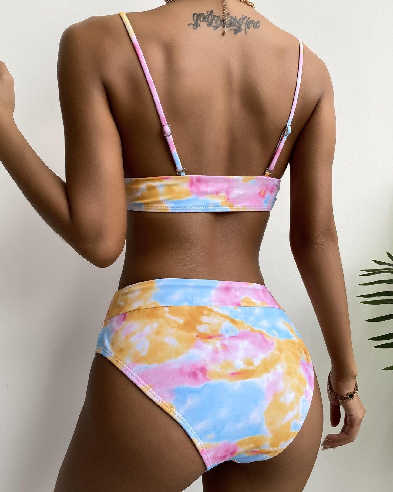 Gradient Color High Waist Divided Bikini