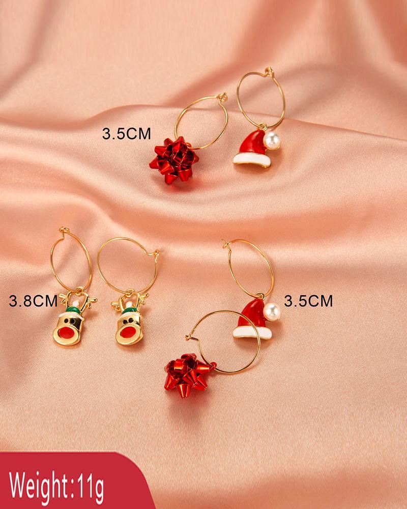 Christmas Tree / Snowflake / Moose Pattern Drop Earring (S2 & S3 For A Set)