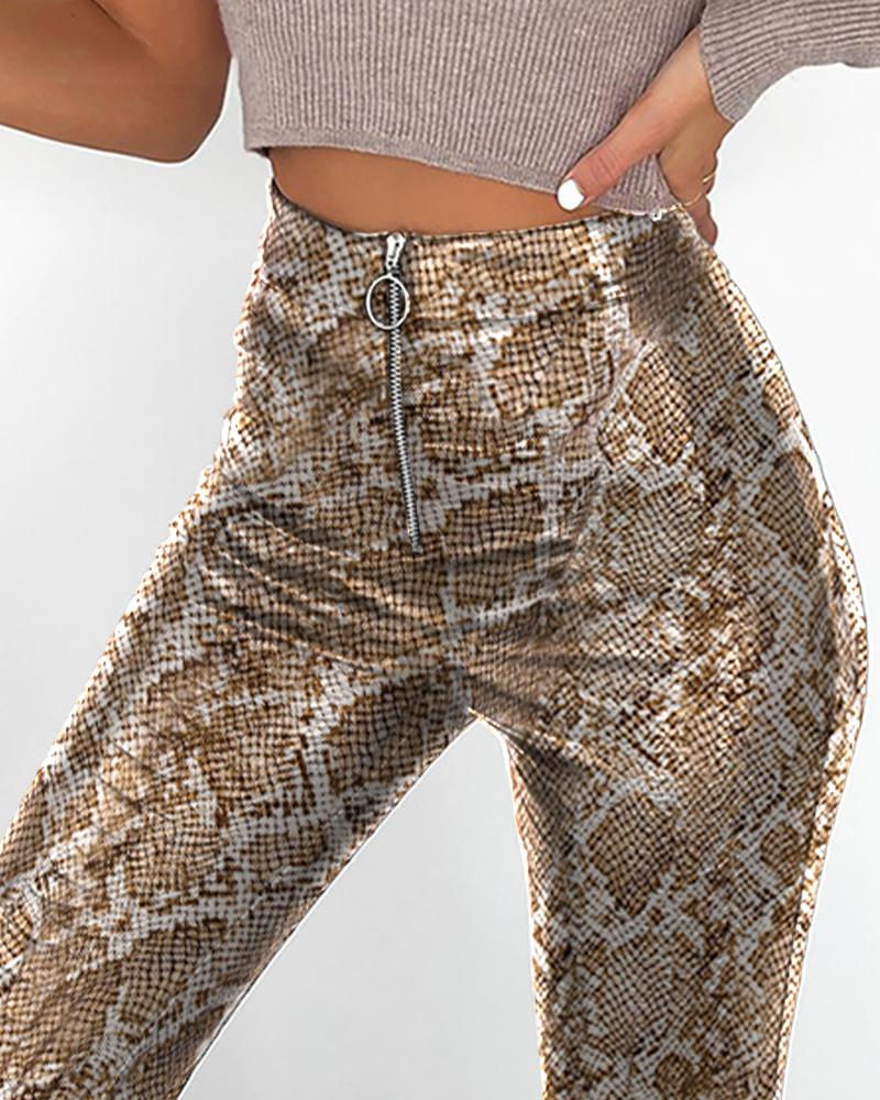 Outlet26 Faux Leather Snakeskin Print Pant snakeskin