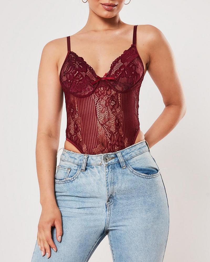 Crcohet Lace Hollow Out Backless Teddy