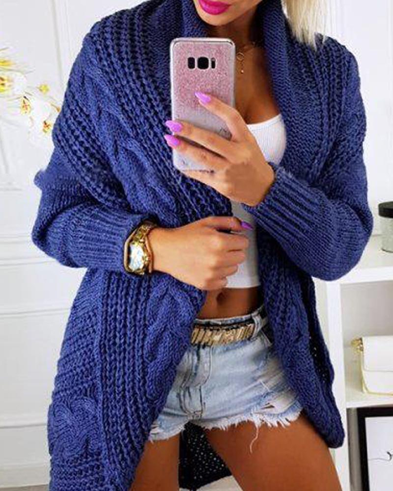 Solid Ribbed Knit Oversized Cardigan