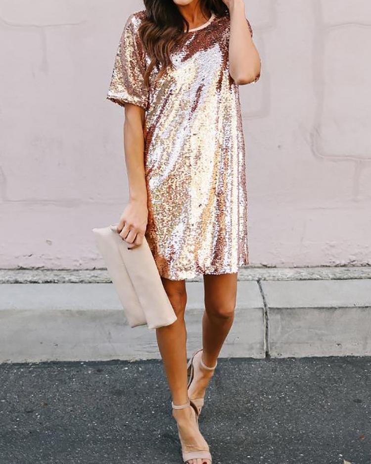Sequins Loose Casual Dress