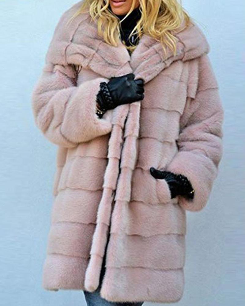 Hooded Bubble Faux Fur Coat