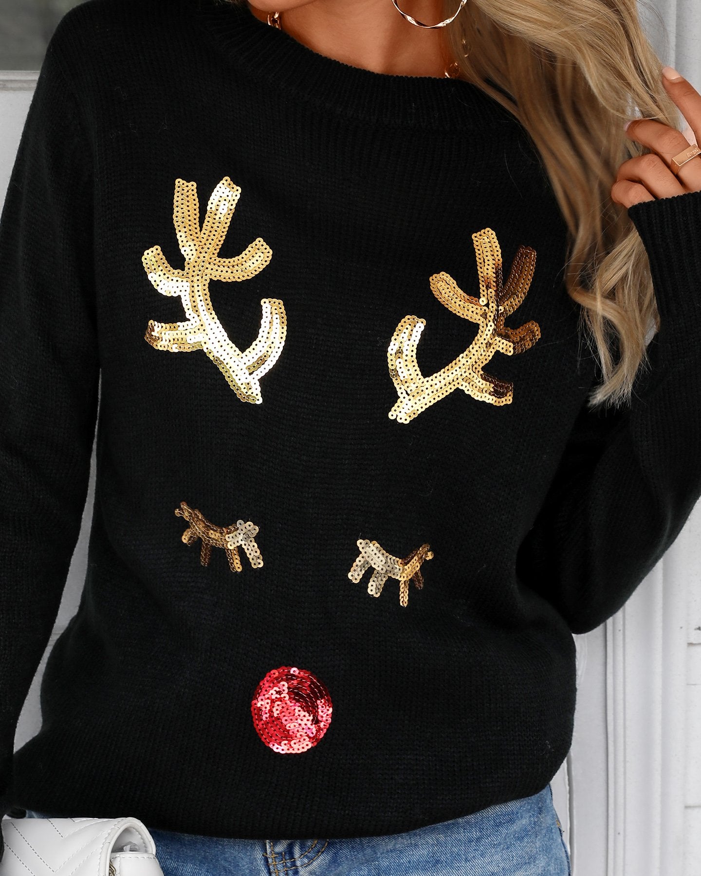 Christmas Reindeer Print Casual Sweater