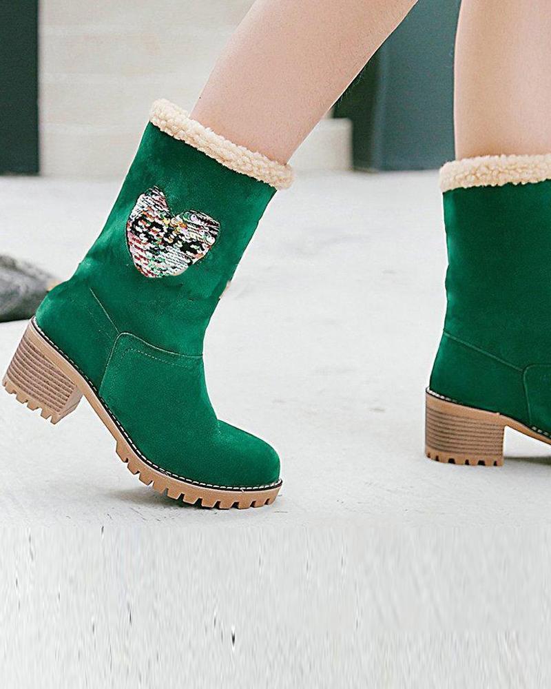 Faux Fur Heeled Ankle Boot