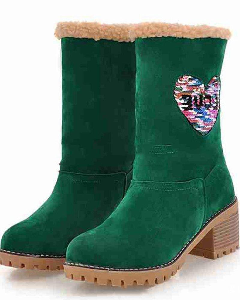 Faux Fur Heeled Ankle Boot