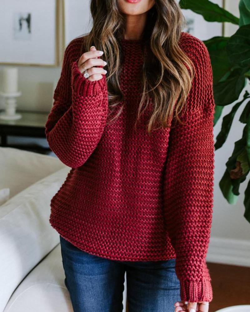 Round Neck Loose Knit Sweater