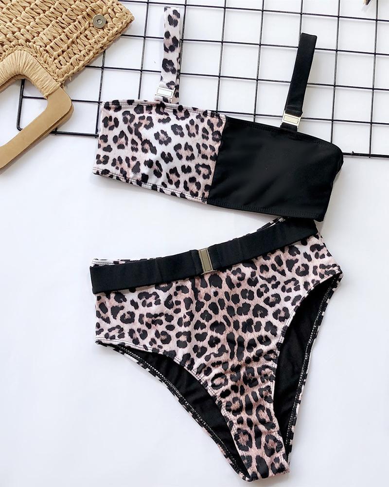 Leopard Print High Waist Bikini Set