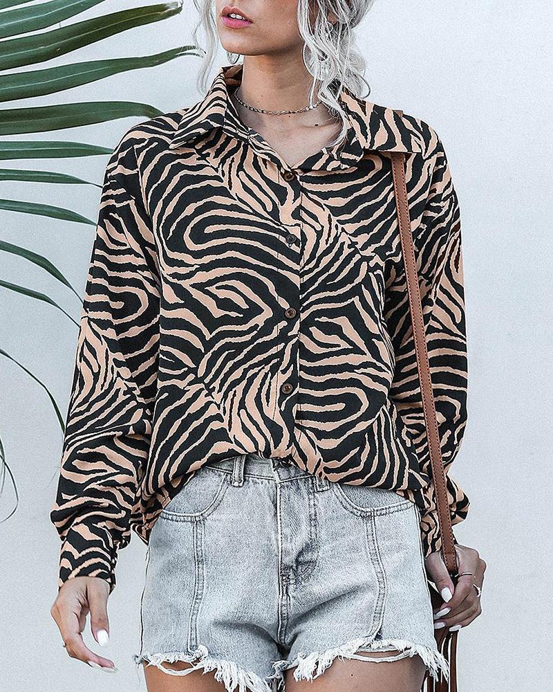 Chiffon Leopard Print Long Sleeve Top