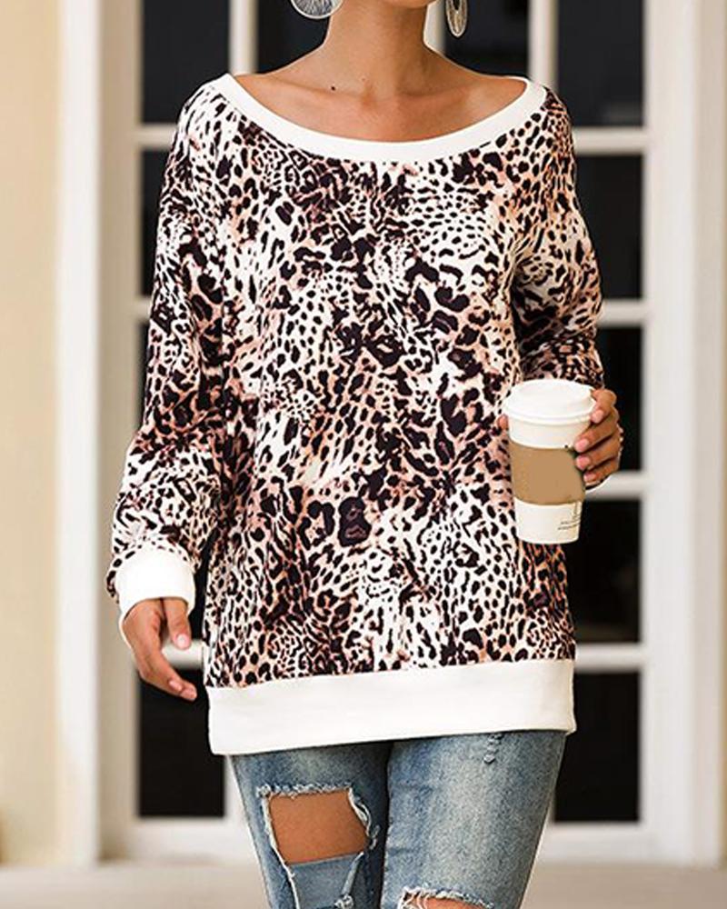 Round Neck Leopard Sweatshirt