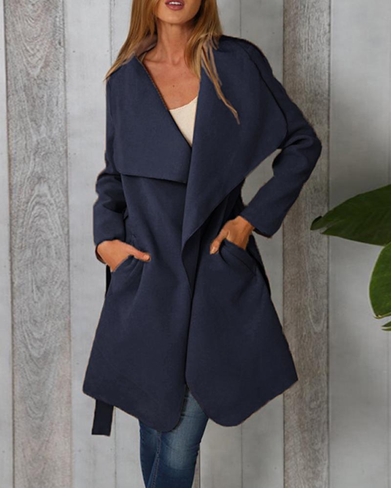 Oversized Open-Front Pocketed Coat