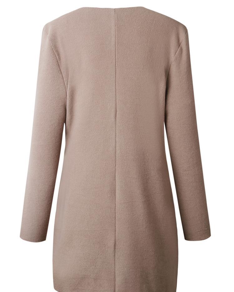 Solid Wrapped Self-Belted Long Sleeve Coat