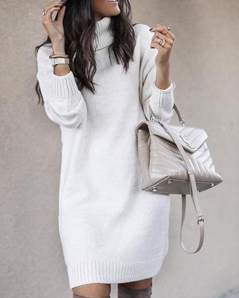 Outlet26 Solid High Neck Oversized Sweater white