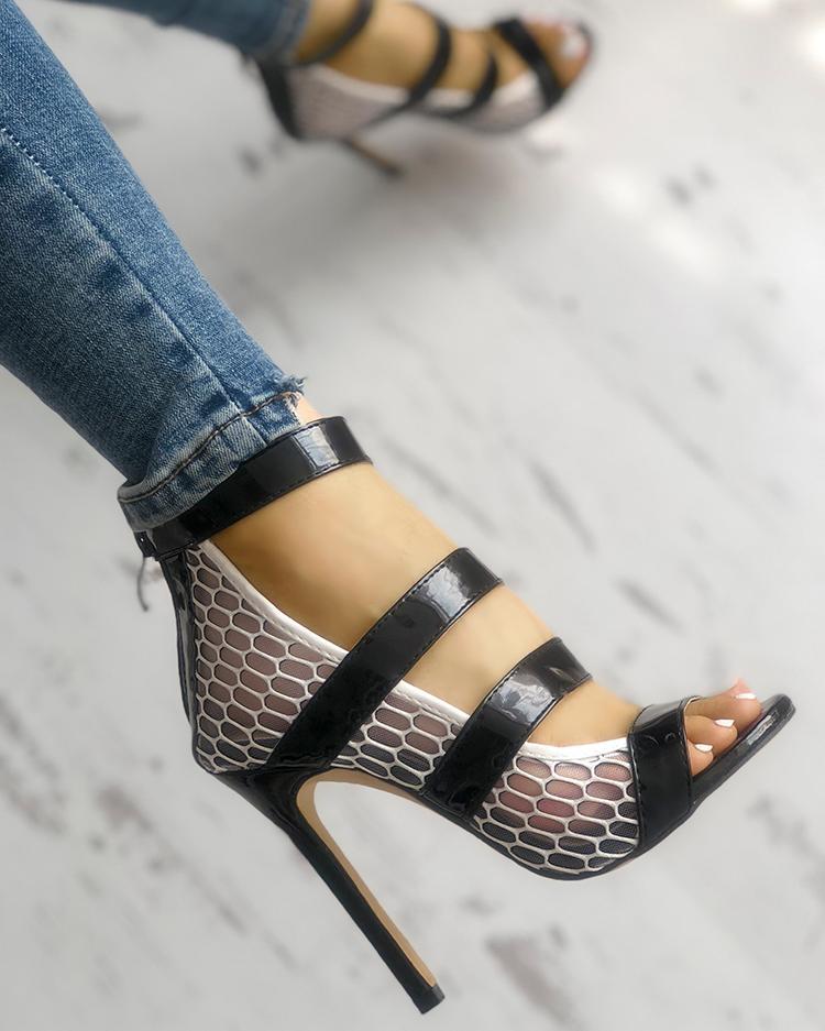 Multi-Strap Hollow out Thin Heeled Sandals