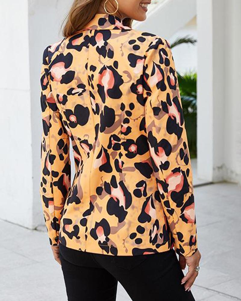 One Button Leopard Print Blazer