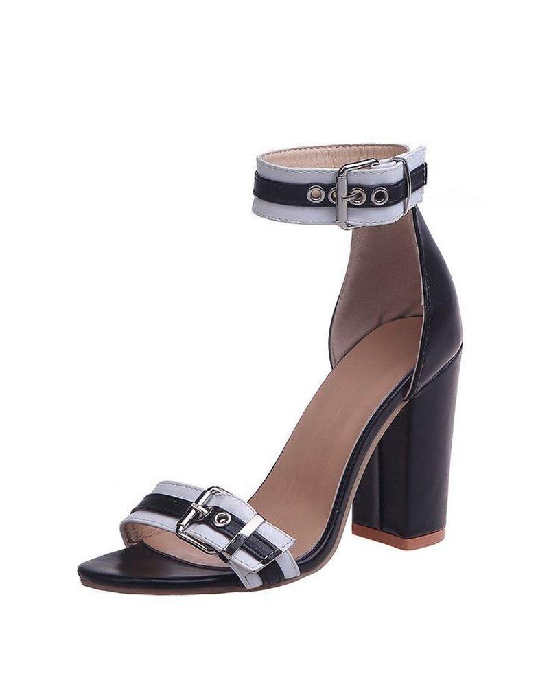 Ankle Strap Chunky Heel Sandals
