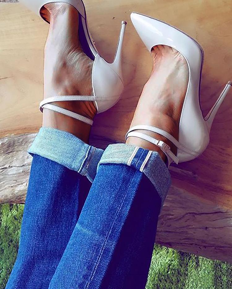 Pointed Toe Ankle Strap Pumps