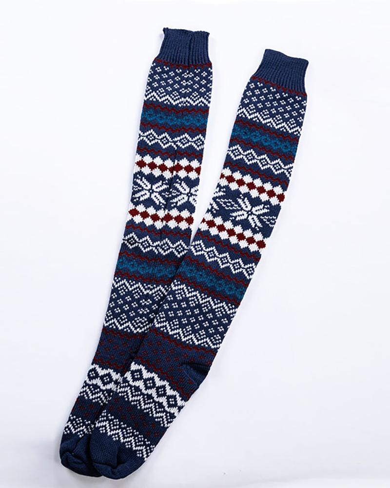 Christmas Pattern Knee Length Socks
