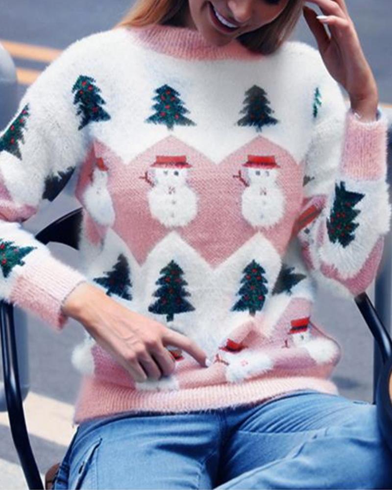 Christmas Printing Long Sleeve Sweater