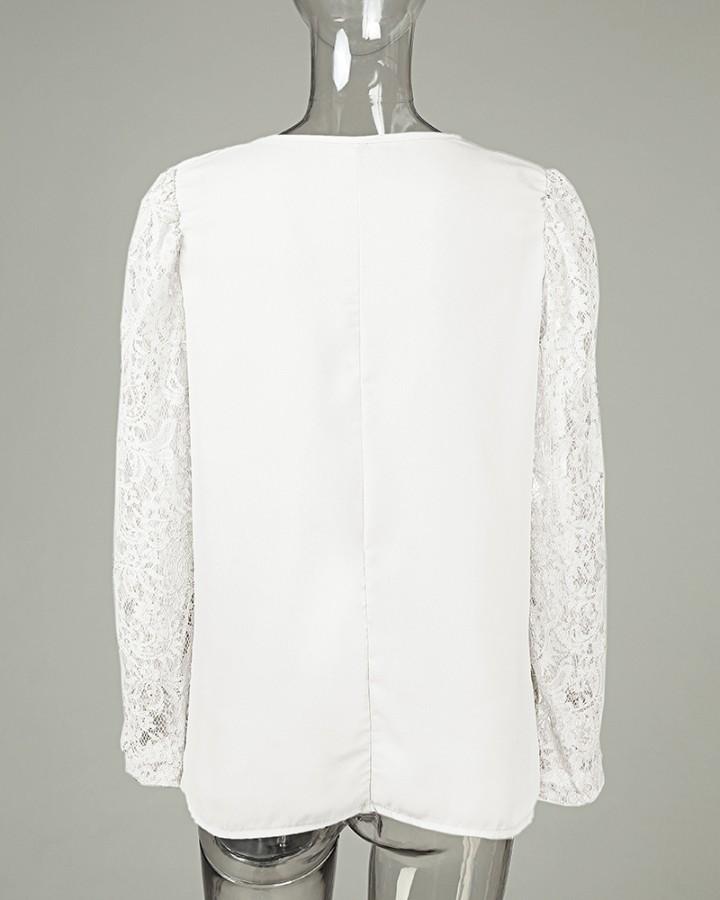 Long Sleeve Lace Patchwork Blouse