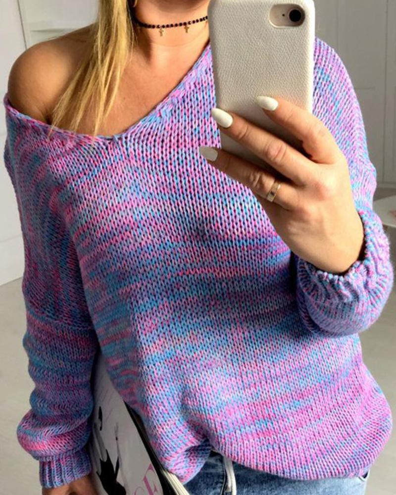 Long Sleeve  Print Casual Sweater