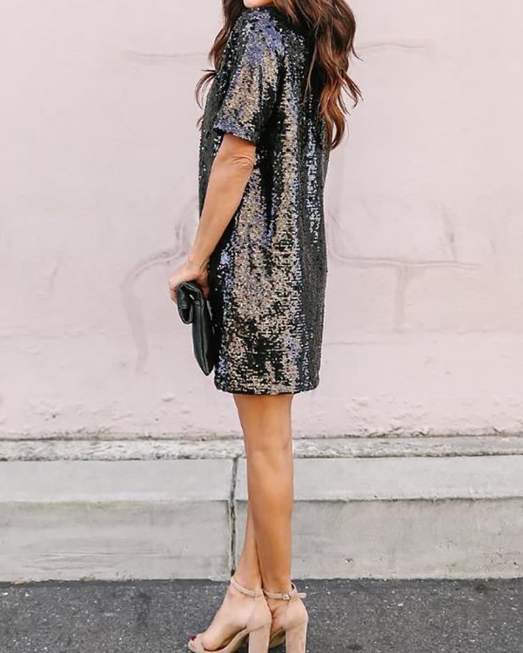 Sequins Loose Casual Dress