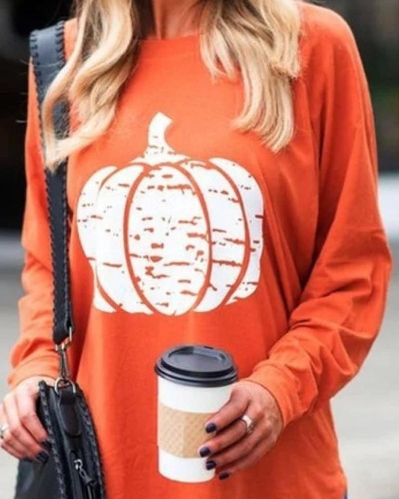 Pumpkin Oversized Long Sleeve Top